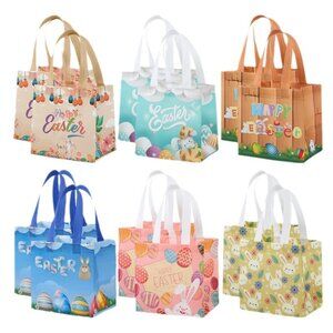 Happy Easter Colorful Egg Non-Woven Gift Bag Cute Bunny Tote bag 12 For $40
